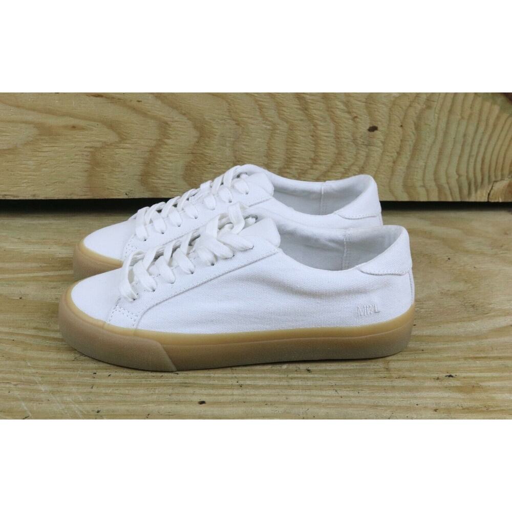 New Madewell Sneakers Womens 5 White Canvas Sidewalk Shoes Gum Sole